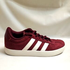 Adidas Vl Court 3.0 Burgundy Sneakers with White Stripes (Kids Size 2.5)